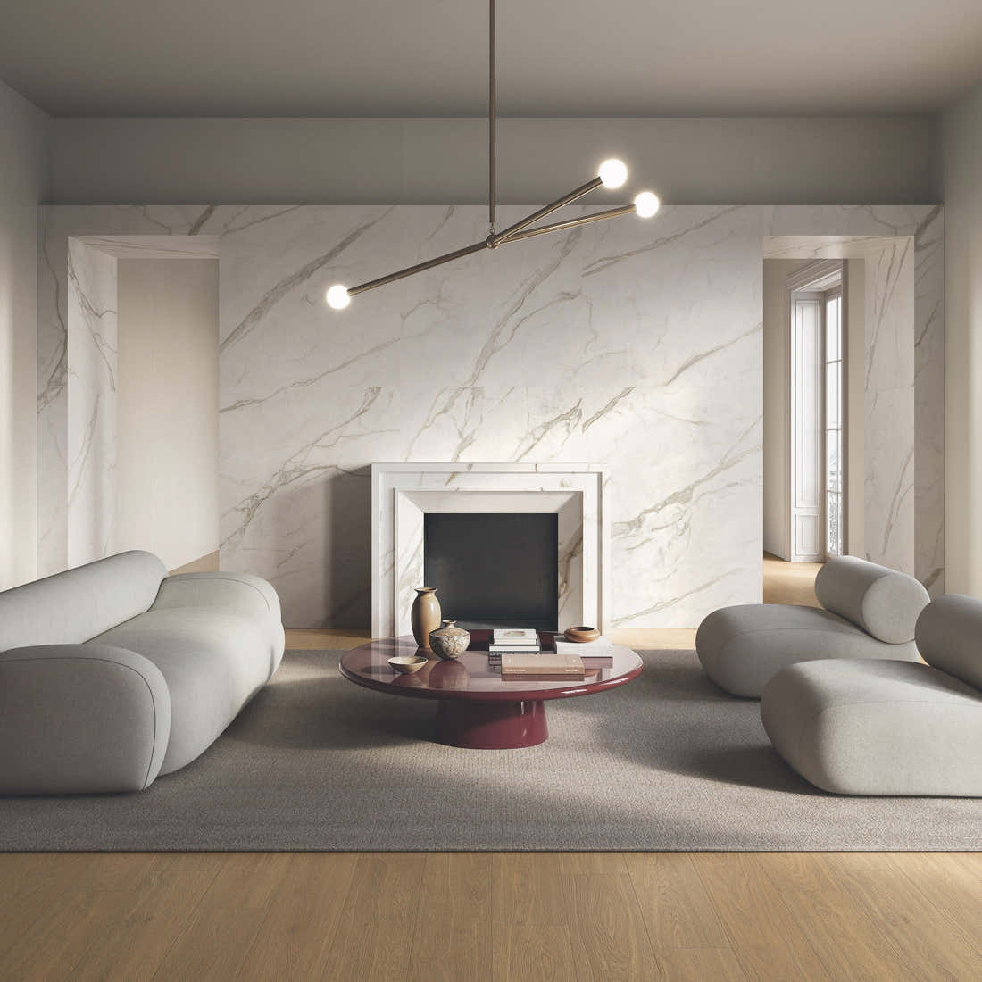 🌿 Přírodní materiály v keramice – mramor, travertin, onyx, dřevo a beton