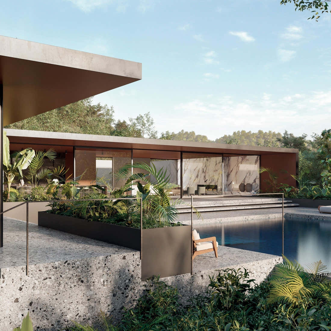 2cm venkovní keramická dlažba na terase v imitaci kamene