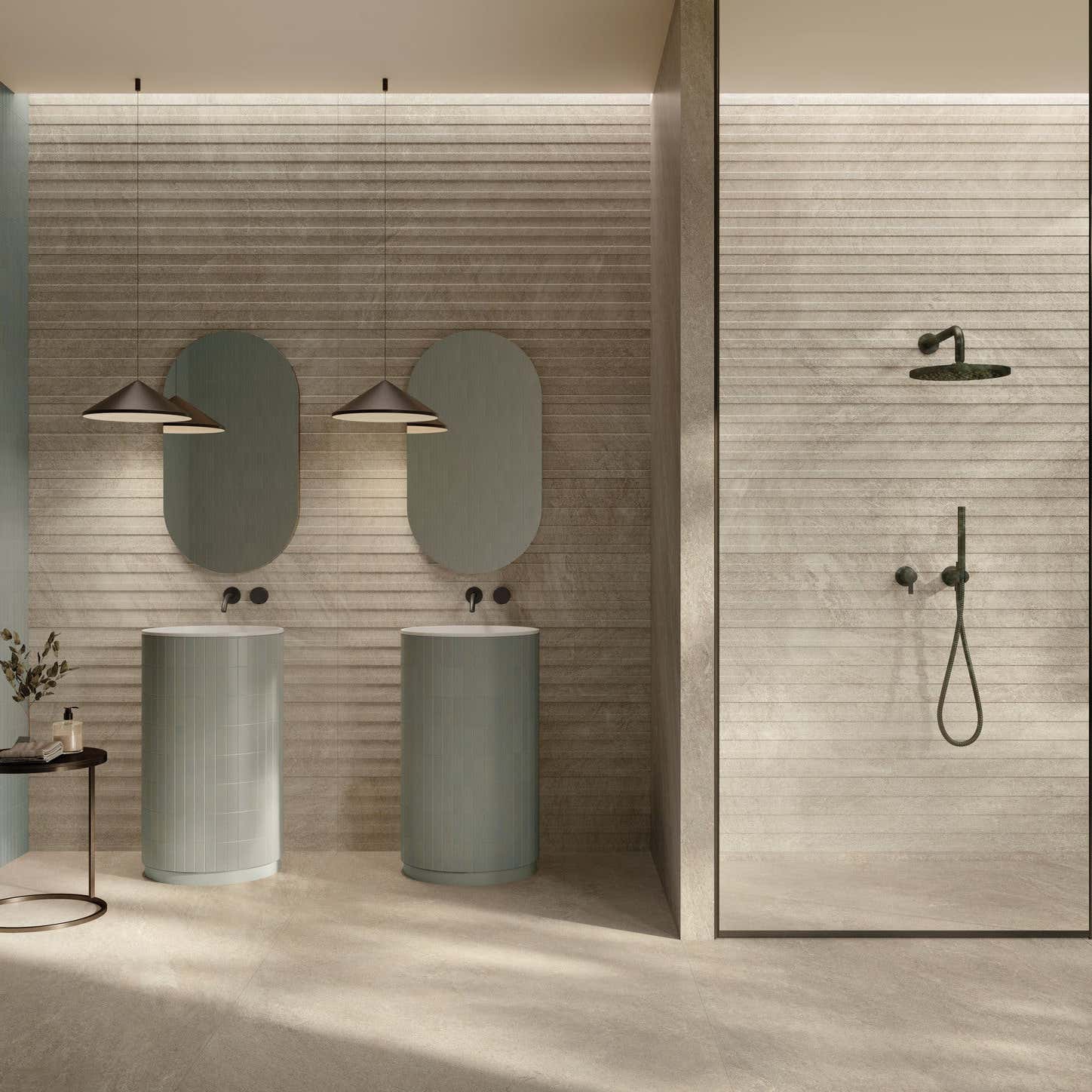 Porcelánová dlažba Origins Taupe 60×120 – hnědošedý quartzite interiér