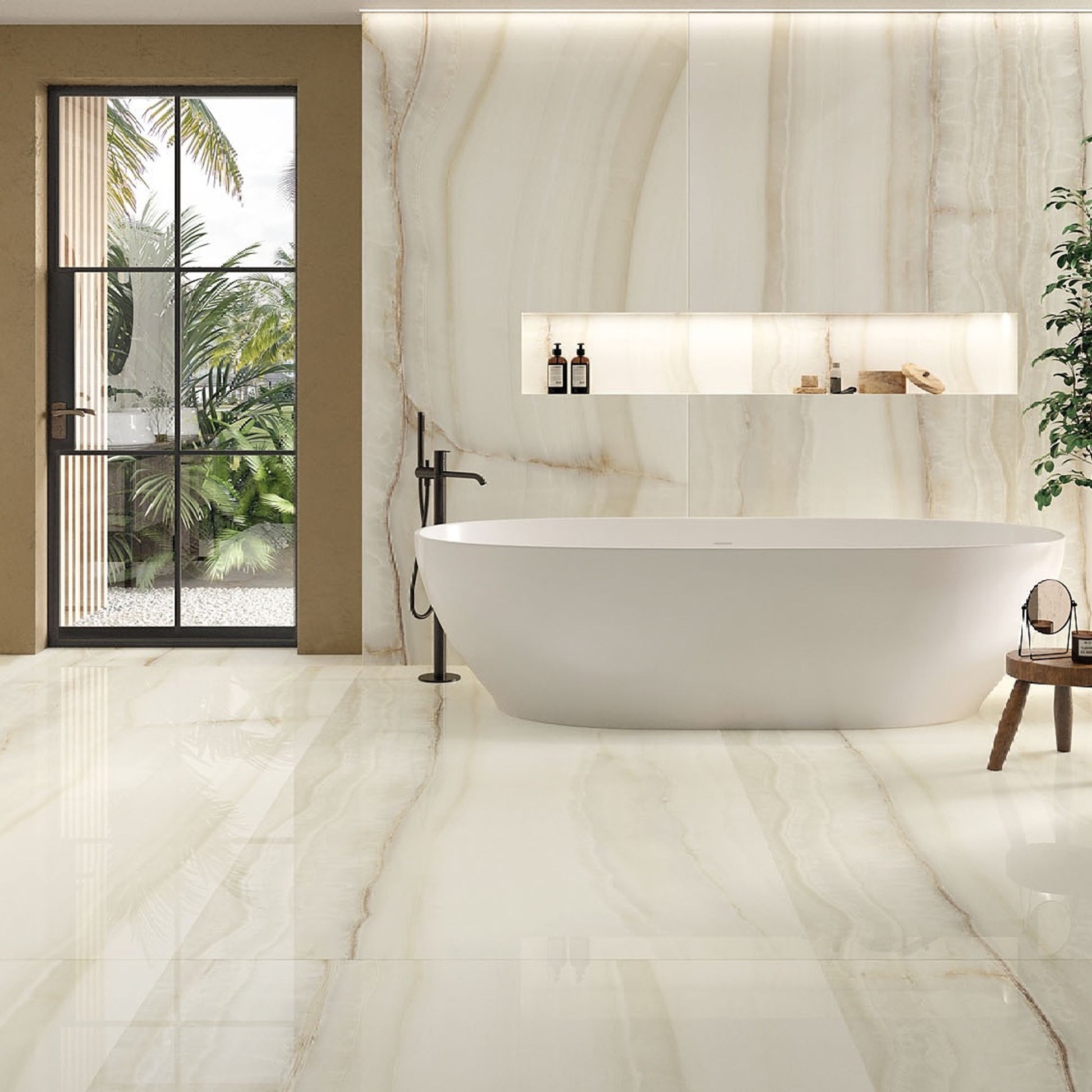 Aesthetica Hegel 120×280 lesk – elegantní onyxový dekor pro koupelnu a sprchové stěny