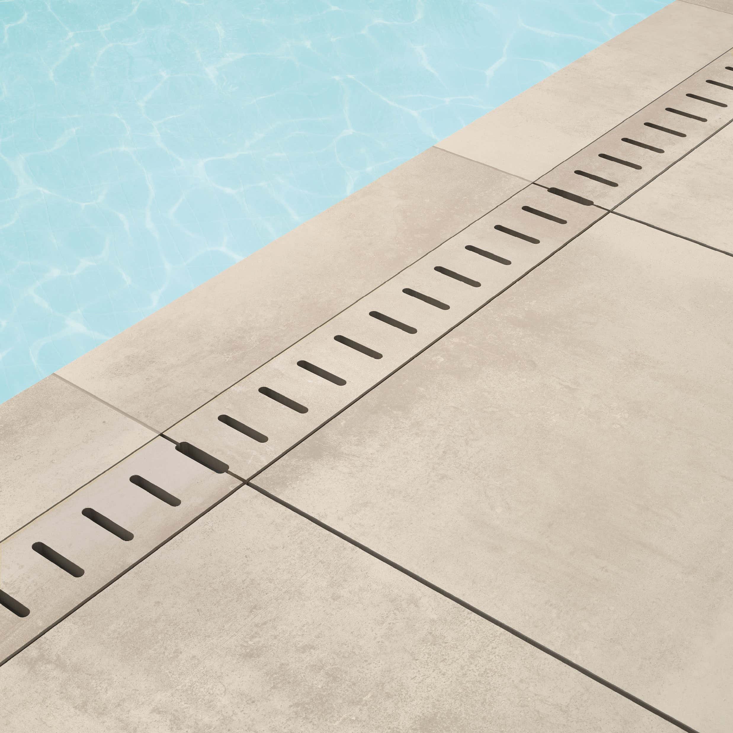 Venkovní porcelánová dlažba Plate 20 mm – protiskluz R11 u bazénu