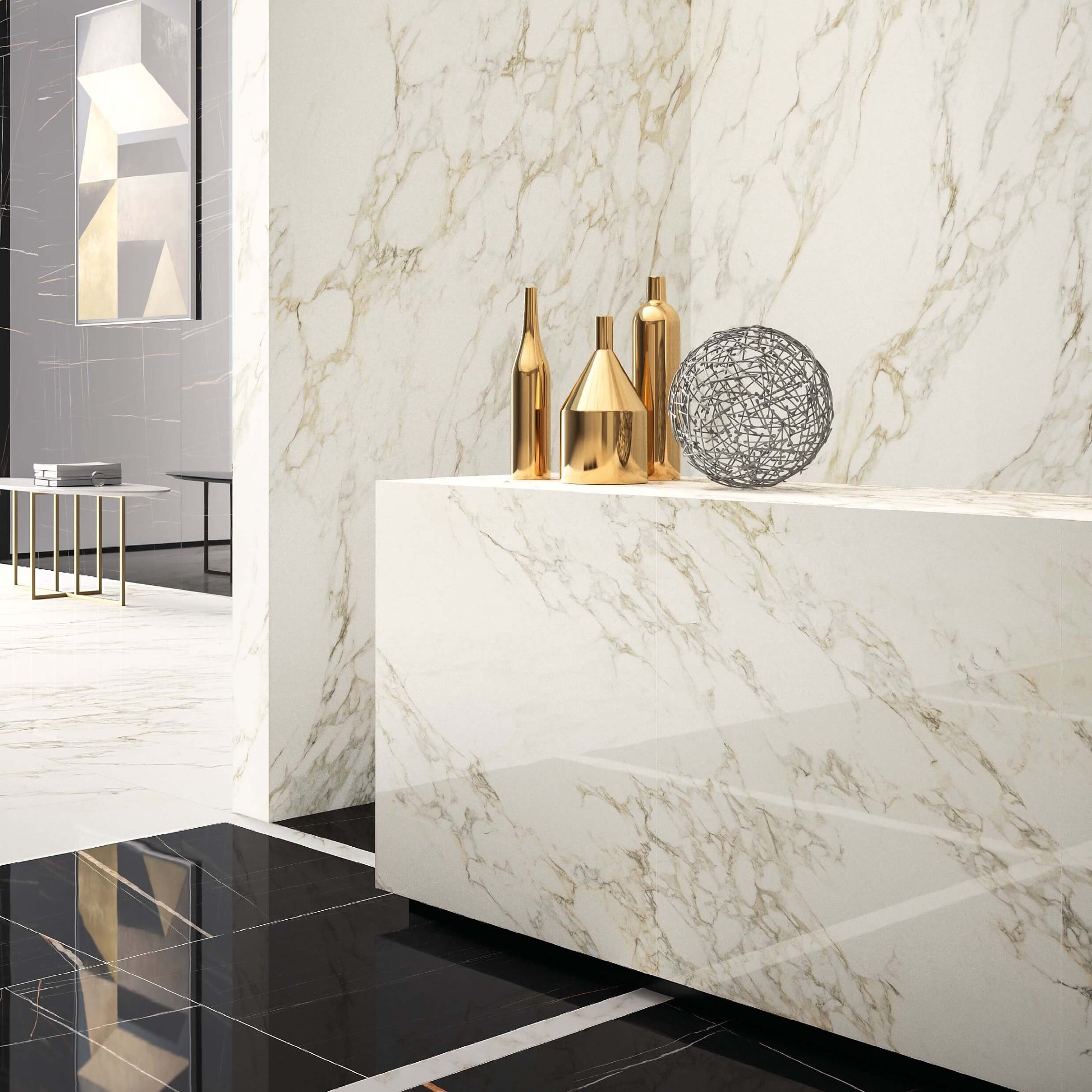 Italgraniti Calacatta Gold – porcelánová dlažba zlatý mramor