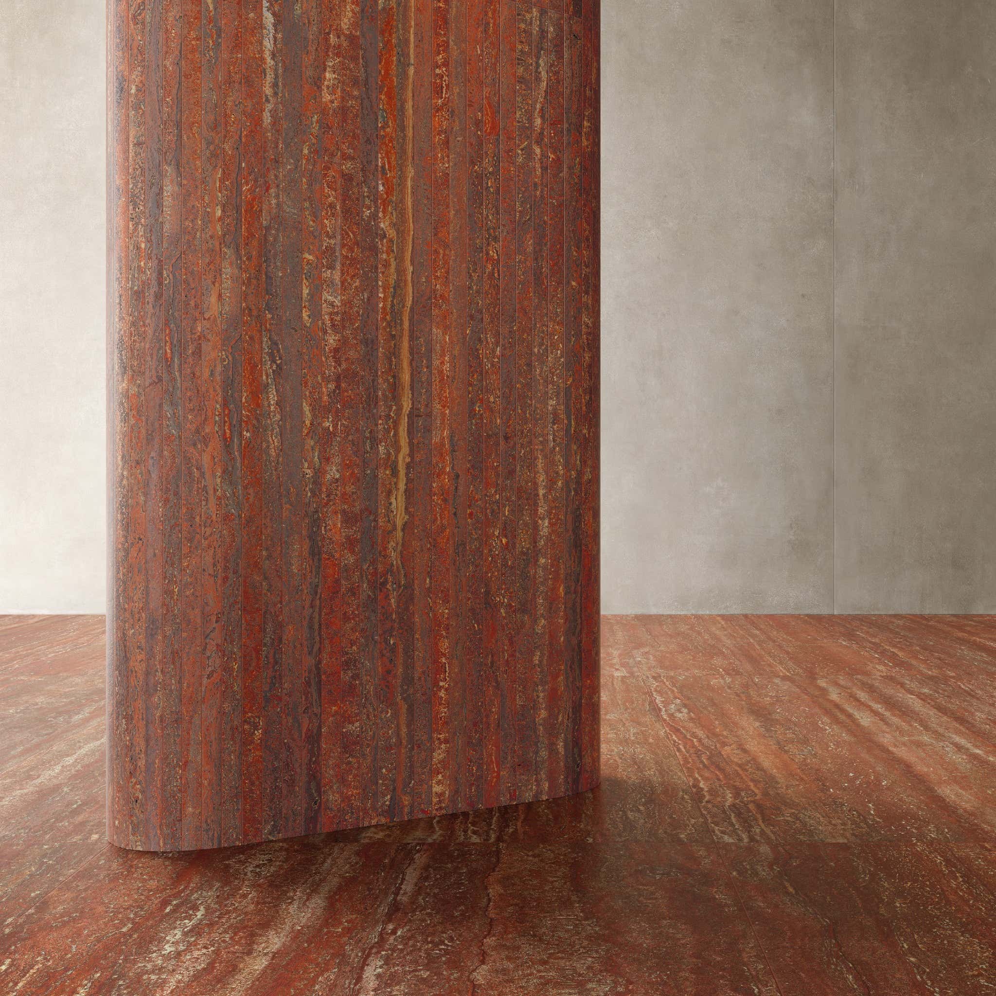 Detail hrany dlažby travertinu Rosso 9 mm – realistický povrch RealUp od dlažby.net