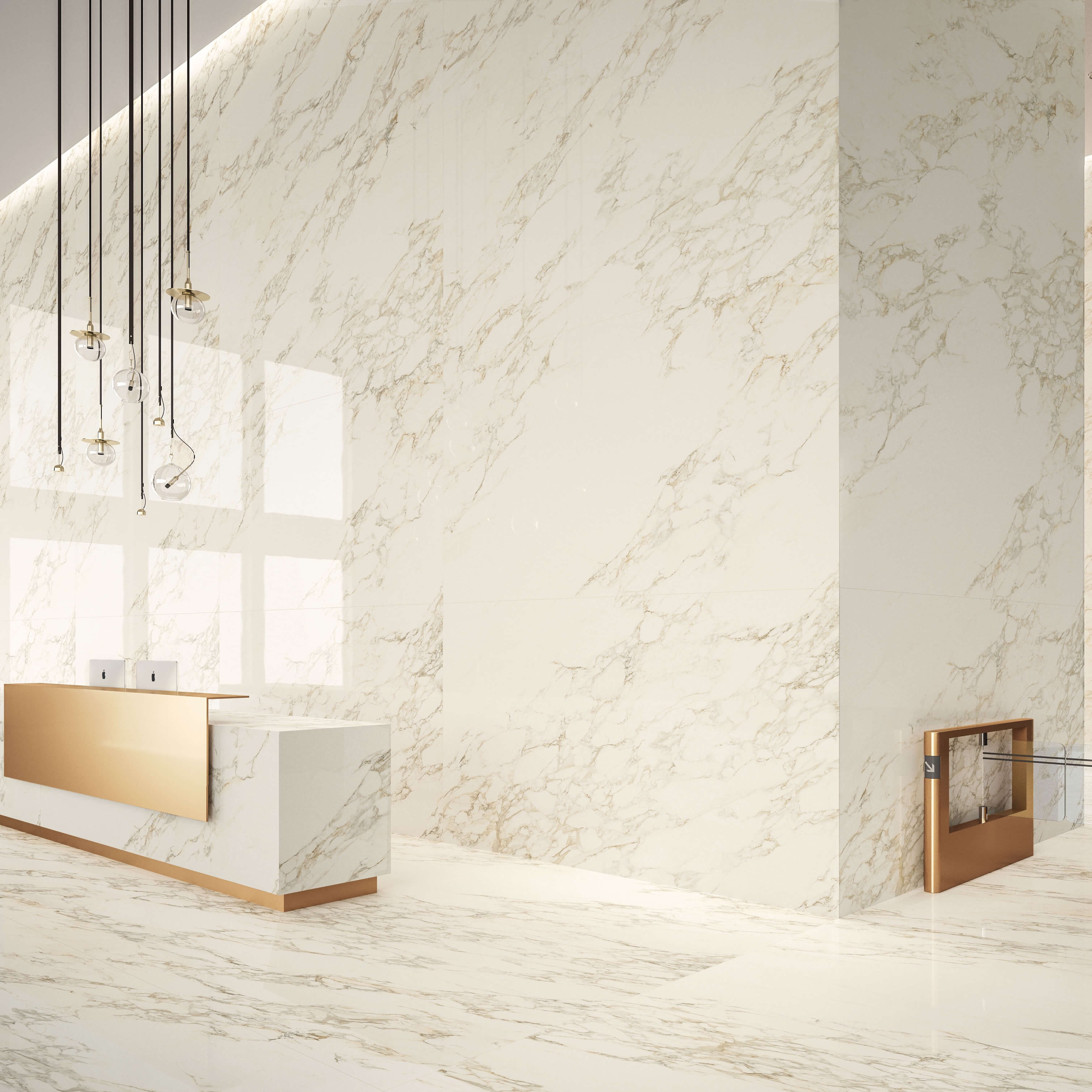 Porcelánová dlažba Calacatta Gold – luxusní zlatý mramorový vzhled od dlazby.net