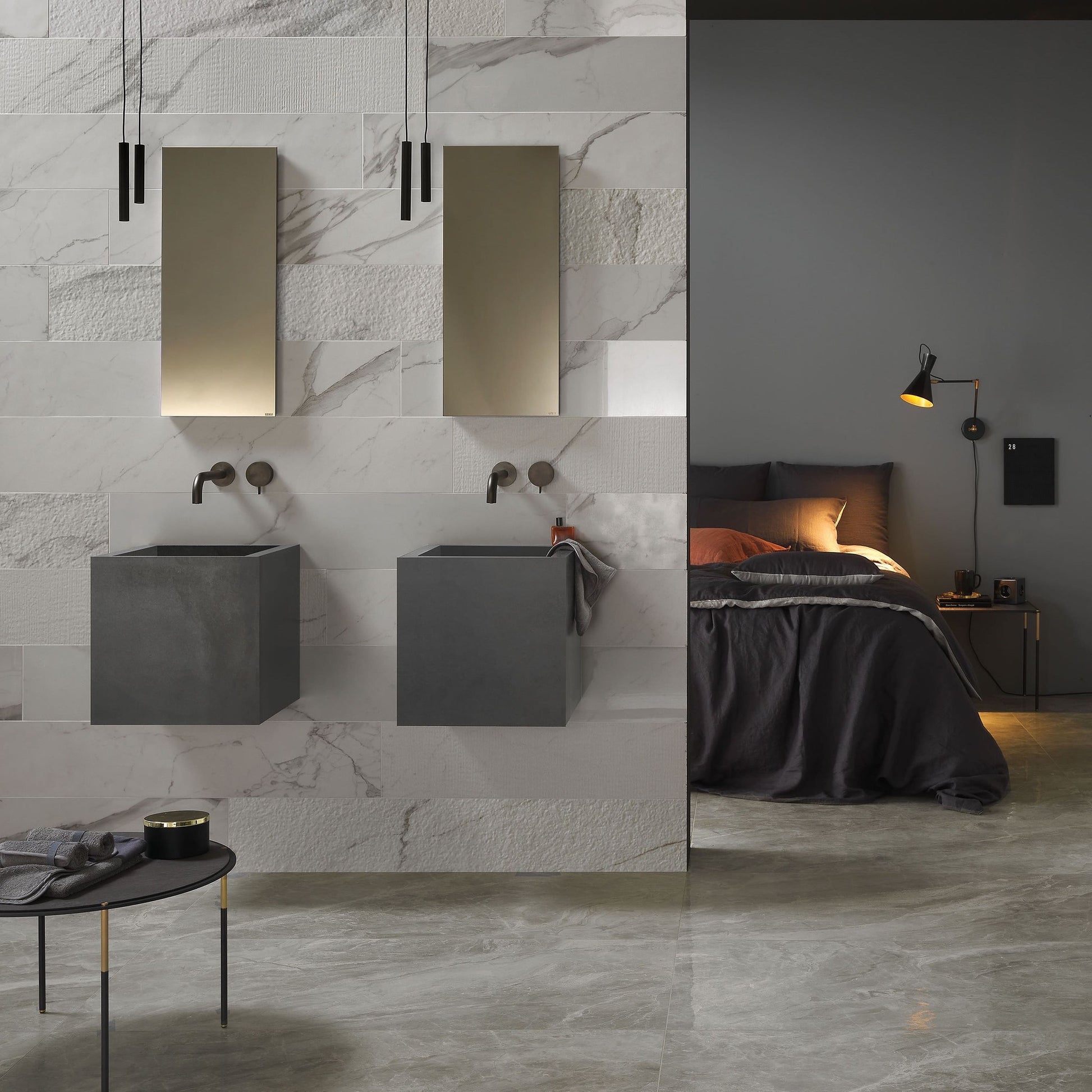 Orobico Grey – porcelánová dlažba šedý mramor do obývacího pokoje