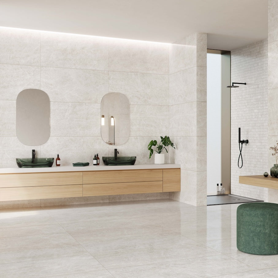 Designová dlažba natural stone v béžovém provedení – velkoformátový kámen
