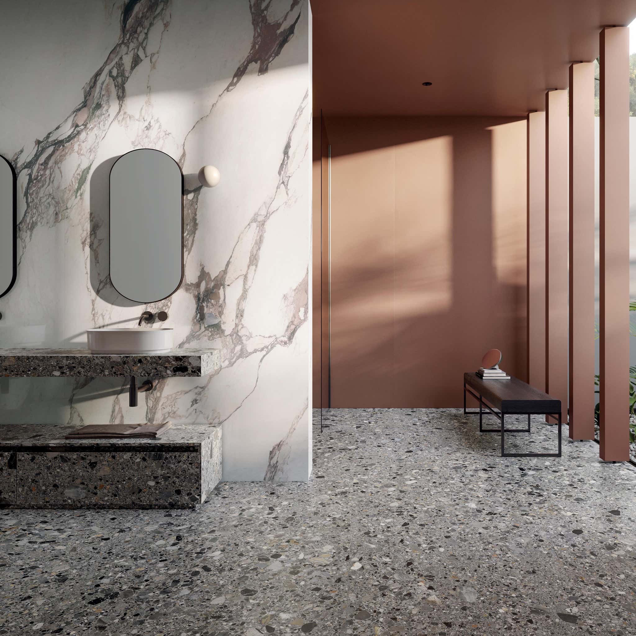 Matná dlažba Calacatta Pink – sametově hebký povrch