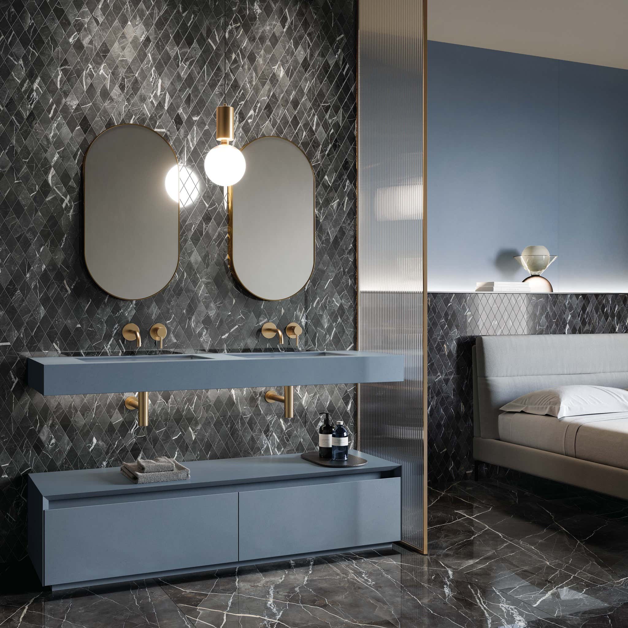 Mozaika Calacatta Black – designový doplněk pro koupelny od dlažby.net