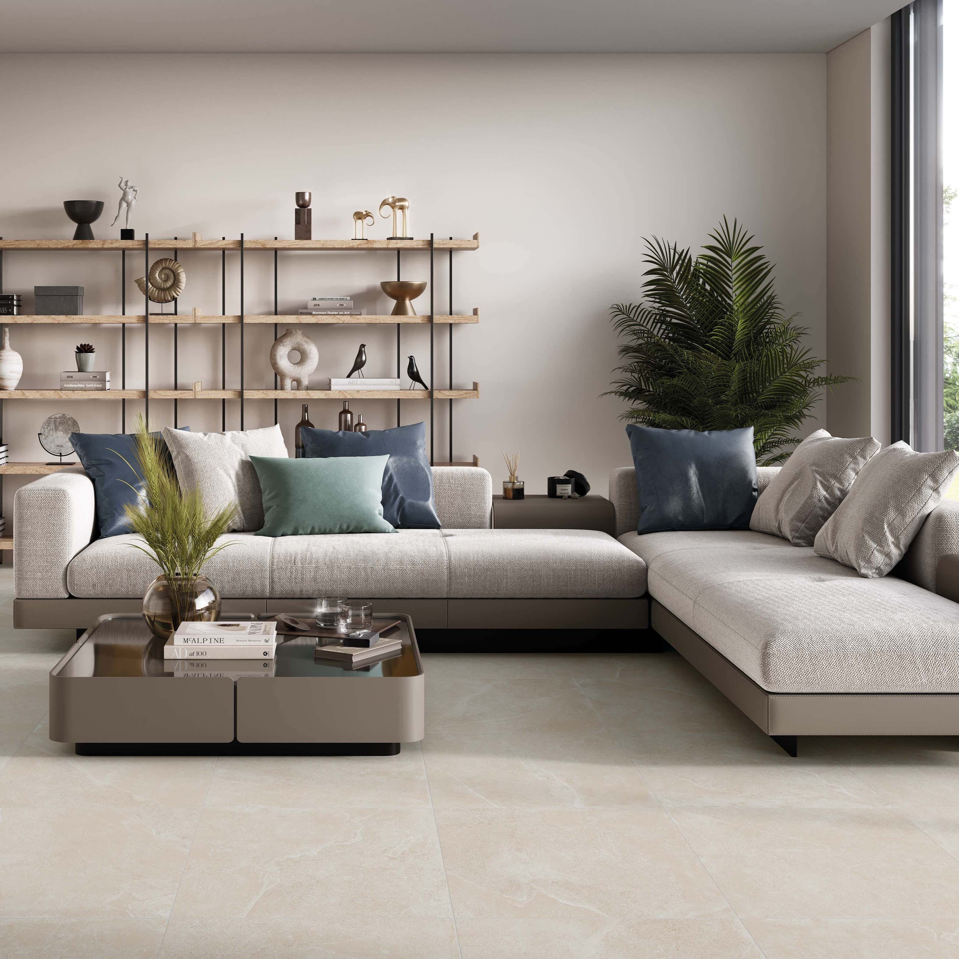 Porcelánová dlažba Vermont Cream 60x120 – smetanová matná dlažba s kamenným vzhledem