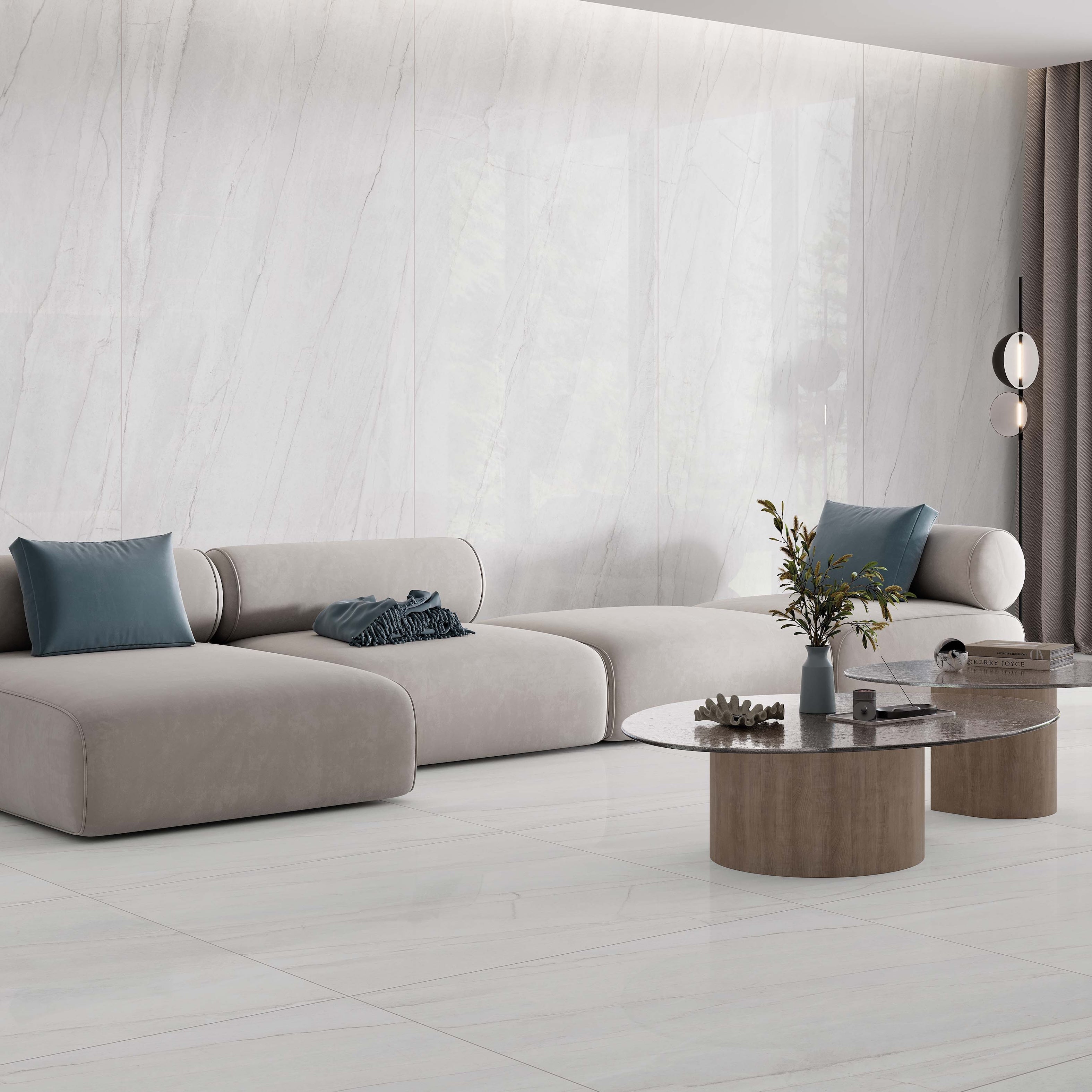 Bílá mramorová dlažba Tiffany s jemnou kresbou a elegantními šedými žilami od dlazby.net