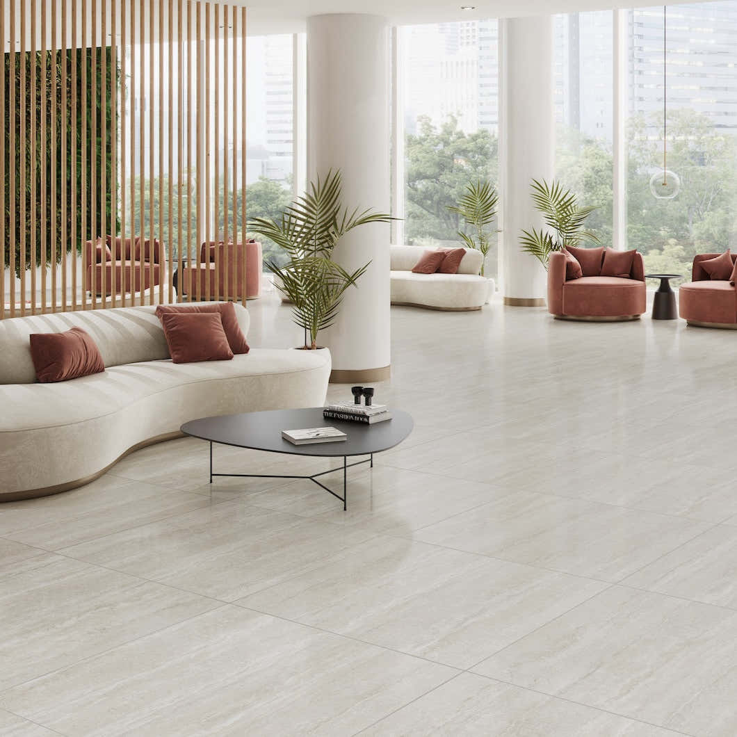 Travertinová dlažba Toscana – světlá porcelánová dlažba 