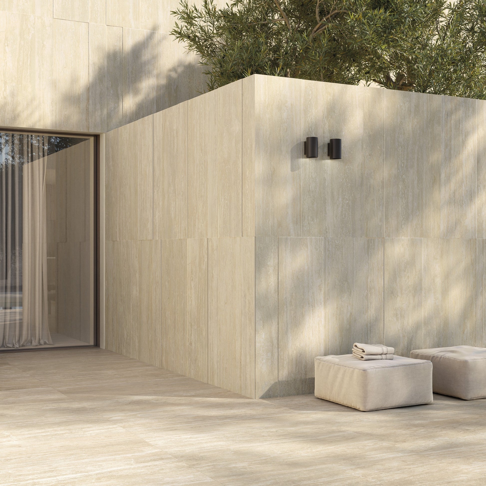 Travertini Beige Cross Cut 60×120 – jemná mramorovaná struktura porcelánové dlažby