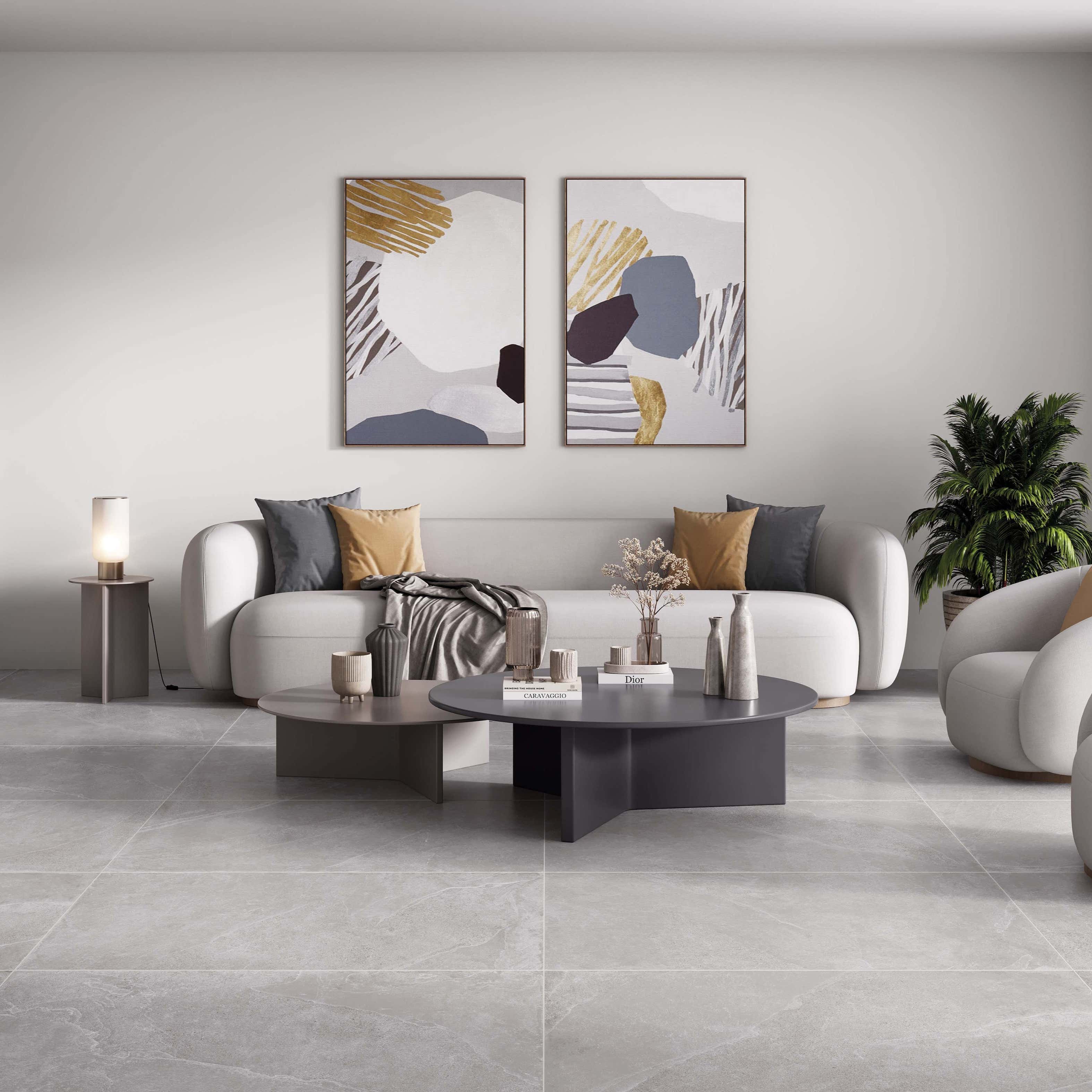 Luxusní porcelánová dlažba béžová – Vermont Grey interiér 60x120cm