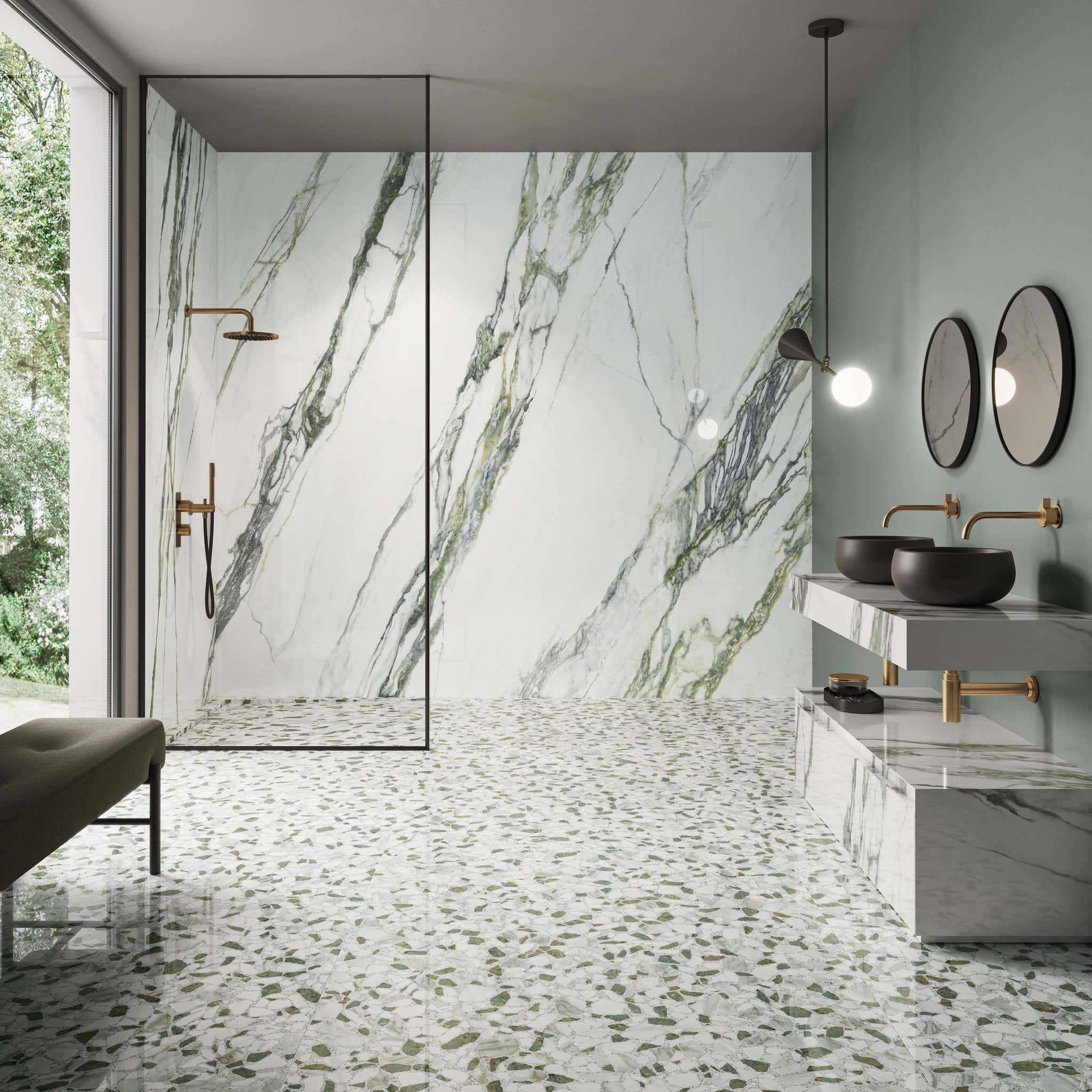 Calacatta Green – luxusní mramorová dlažba se zelenými žilami